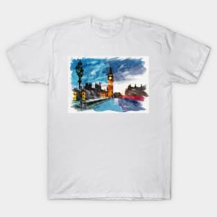 London, England Watercolor Travel Souvenir Fine Art T-Shirt